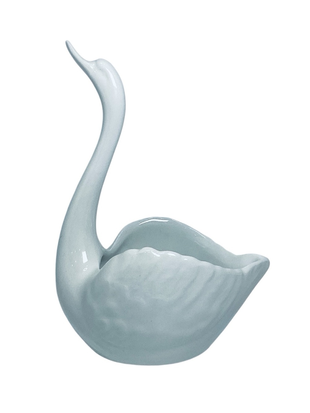 💚 White Ceramic Swan Planter